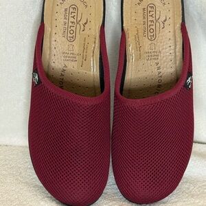 Fly Flot Shoes Womens 9 40 Mule Clogs Mesh Closed Toe Casual Comfort Wedge
